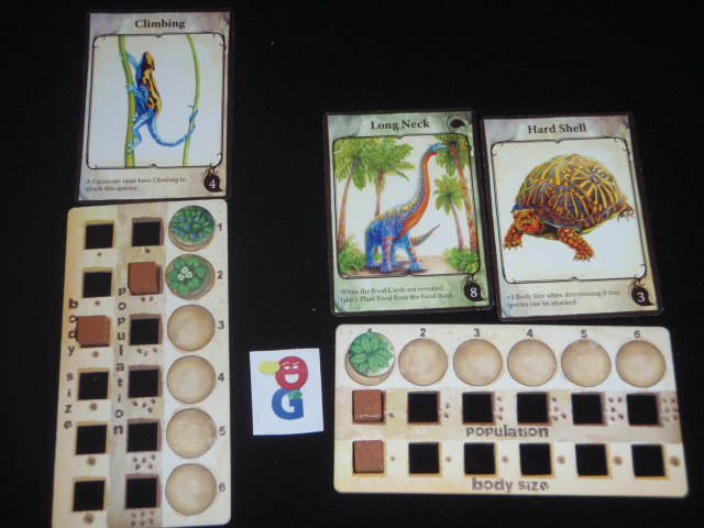 Two species boards and the cards above them